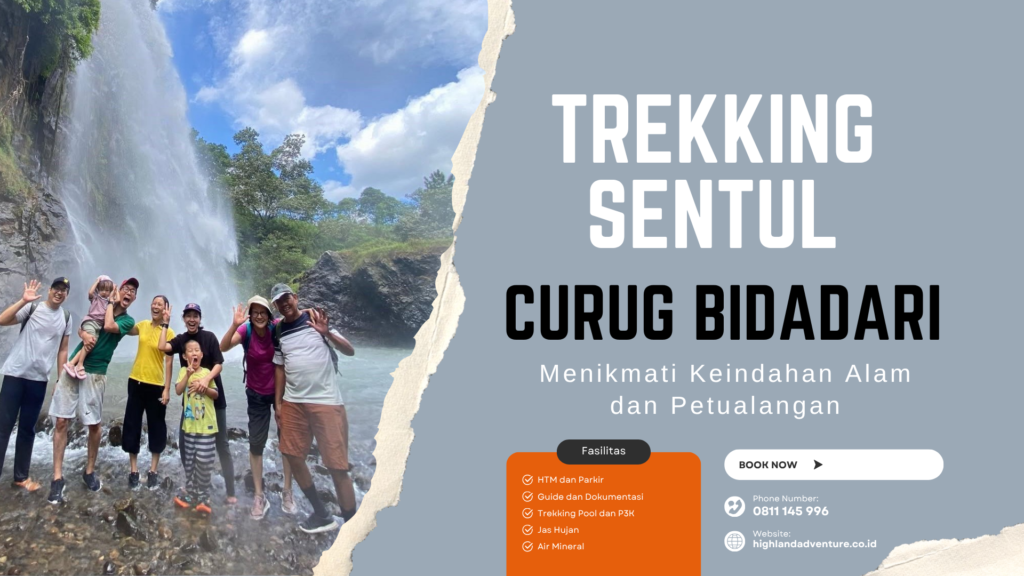 Air terjun Curug Bidadari Sentul dengan aliran deras dan suasana segar